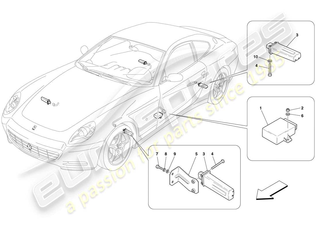 ferrari 612 sessanta (usa) tyre pressure monitoring system part diagram