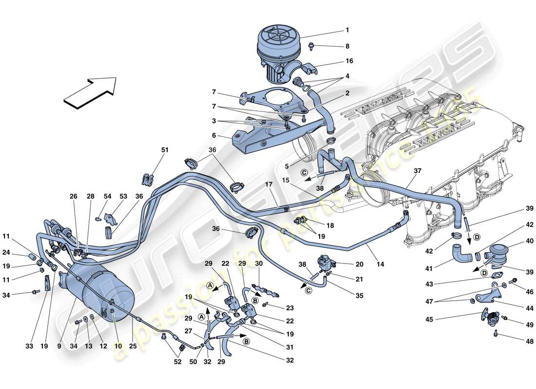 ferrari 458 italia (rhd) secondary air system parts diagram