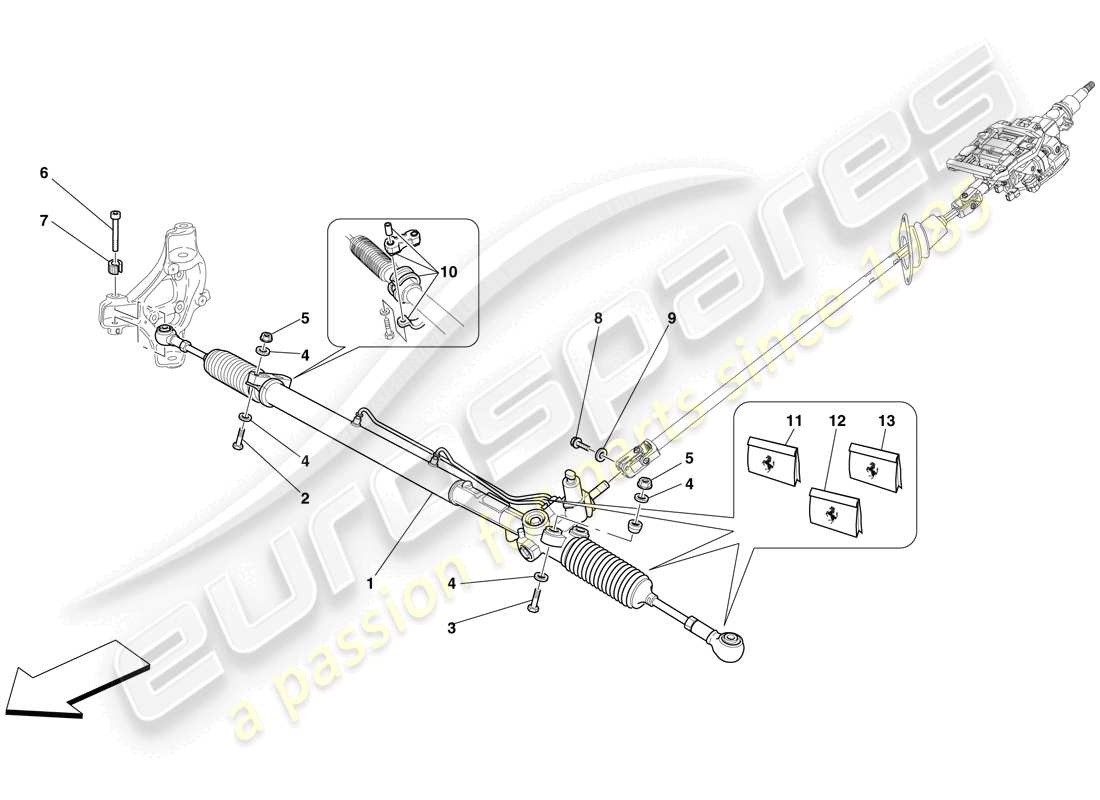 ferrari 612 sessanta (europe) hydraulic power steering box part diagram