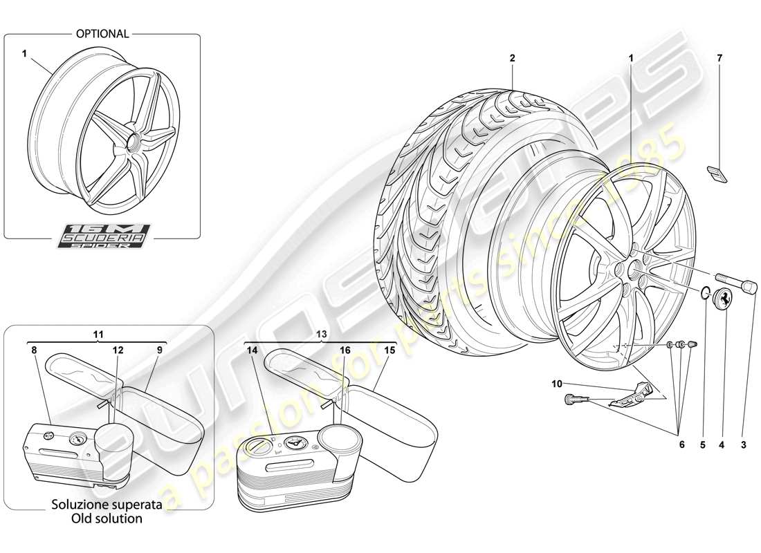 ferrari f430 scuderia spider 16m (europe) wheels part diagram