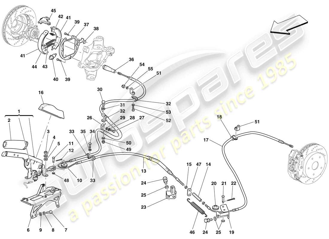 ferrari 612 scaglietti (europe) parking brake control part diagram