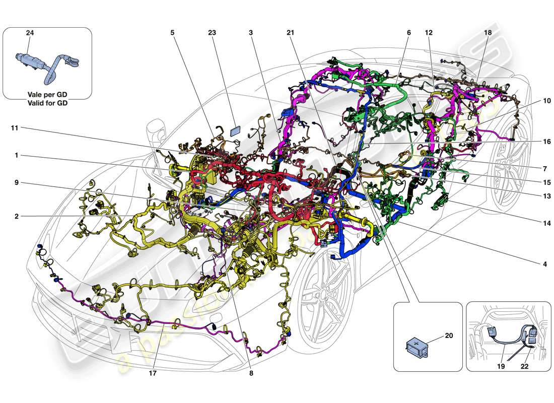 ferrari 488 gtb (europe) main wiring harnesses part diagram