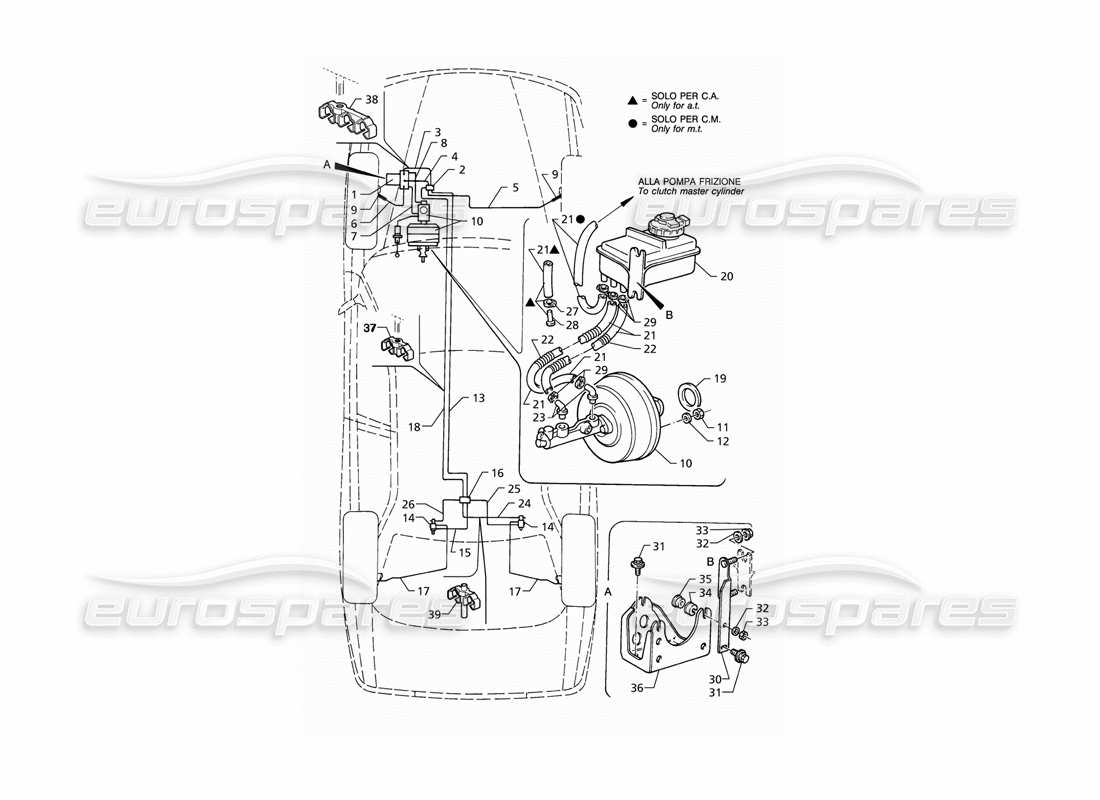 maserati qtp v8 (1998) abs hydraulic brake lines (lhd) part diagram