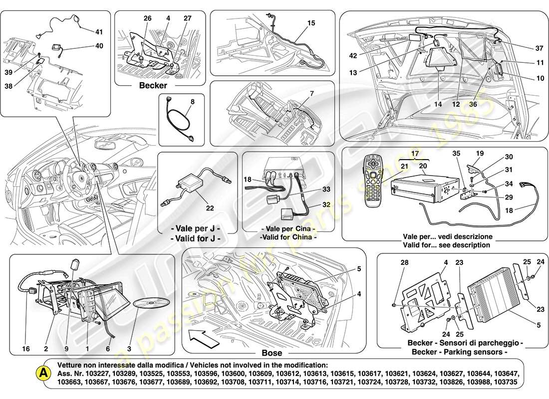 ferrari california (usa) infotainment system part diagram