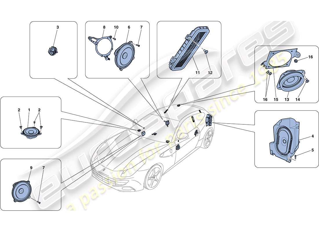 ferrari ff (usa) audio speaker system part diagram