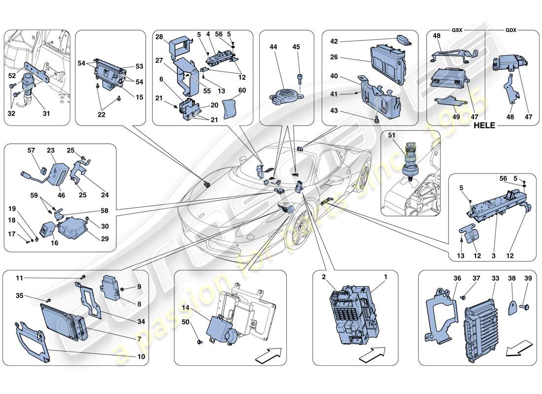 ferrari 458 italia (europe) vehicle ecus part diagram