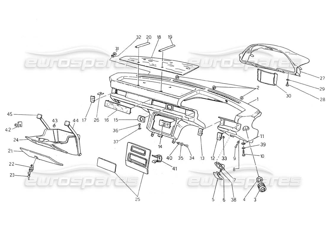 maserati 418 / 4.24v / 430 dashboard, rh steering part diagram