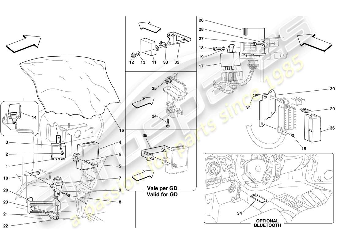 ferrari f430 coupe (usa) front passenger compartment ecus part diagram