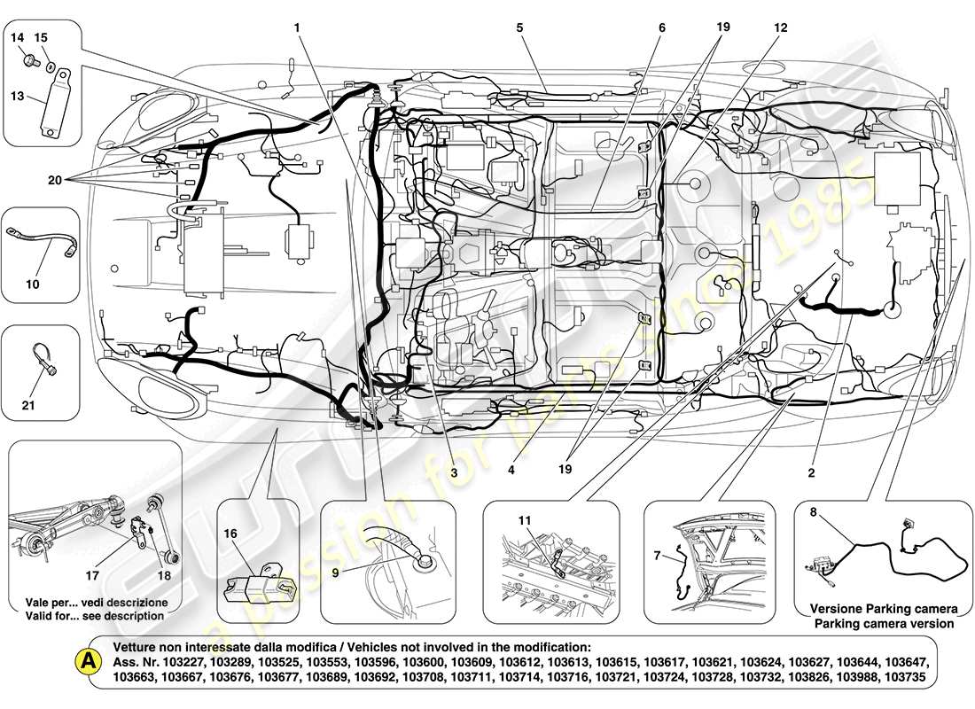 ferrari california (usa) main wiring harnesses part diagram