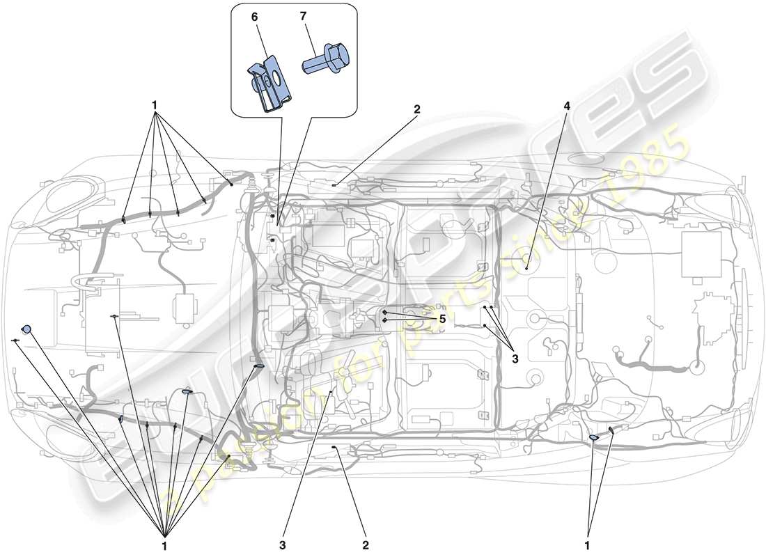 ferrari california (usa) various fastenings for the electrical system part diagram