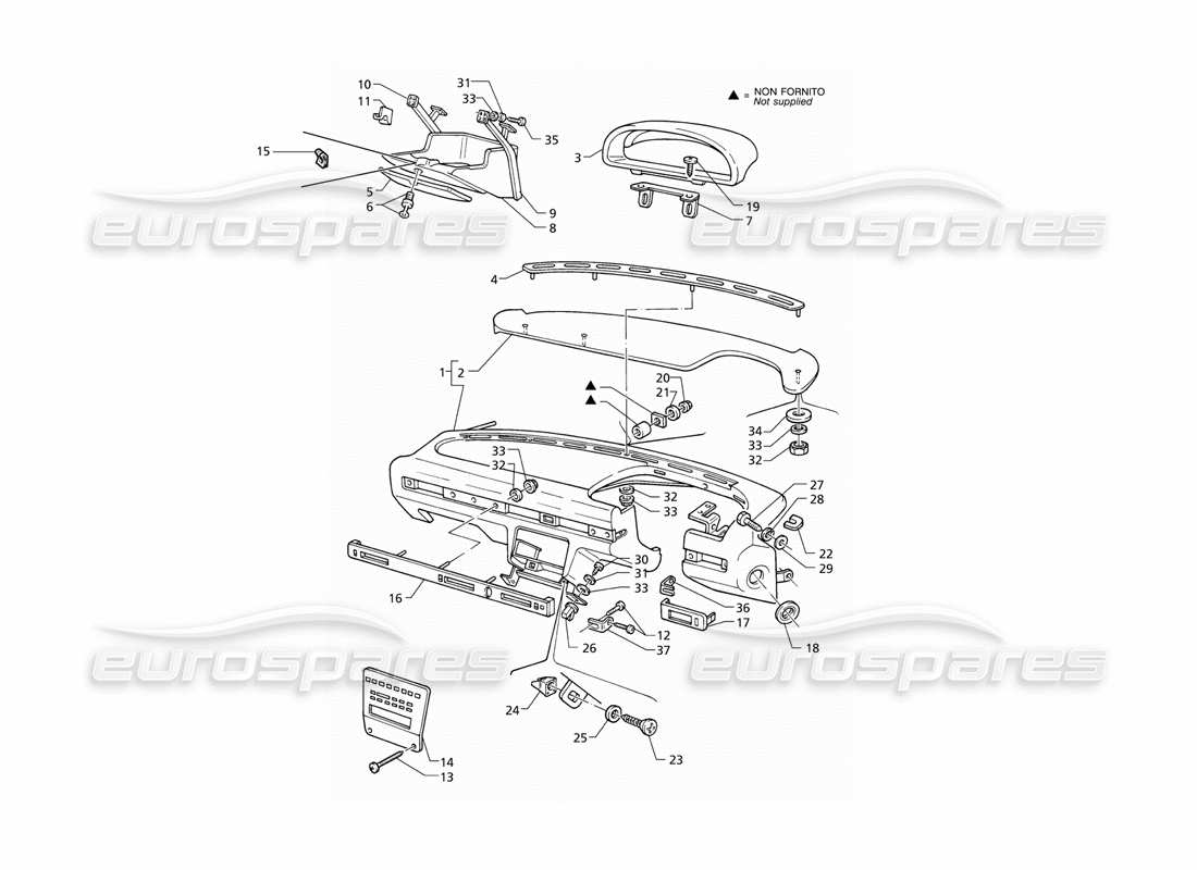 maserati qtp v8 (1998) instrument panel (rhd) part diagram