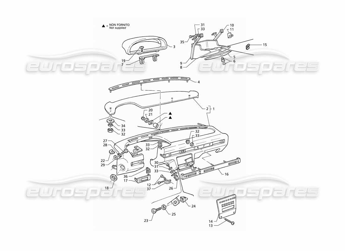 maserati qtp v8 (1998) instrument panel (lhd) part diagram