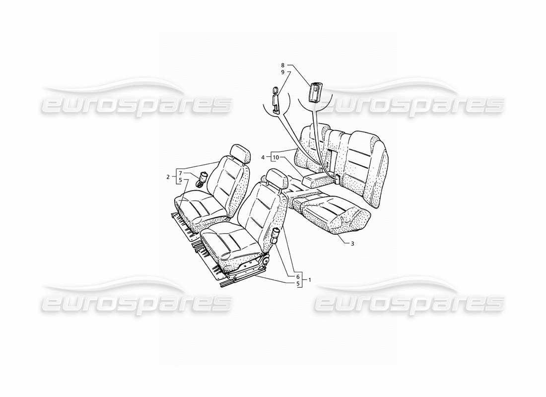 maserati qtp. 3.2 v8 (1999) seats: structures and accessories part diagram