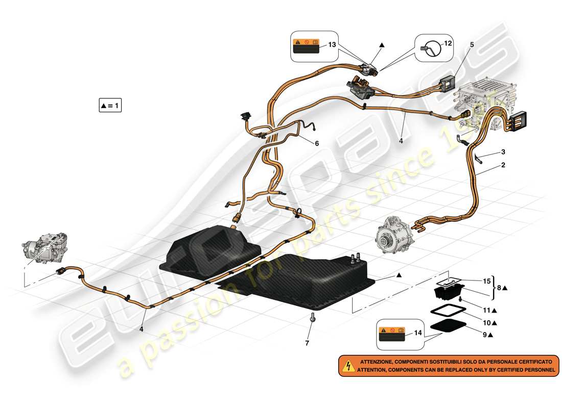 ferrari laferrari (europe) hv battery and wiring harnesses part diagram