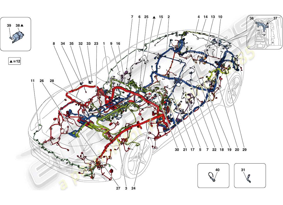 ferrari ff (europe) main wiring harnesses part diagram