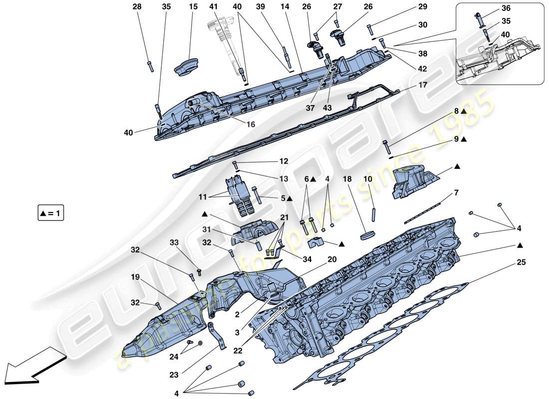 ferrari 812 superfast (europe) right hand cylinder head part diagram