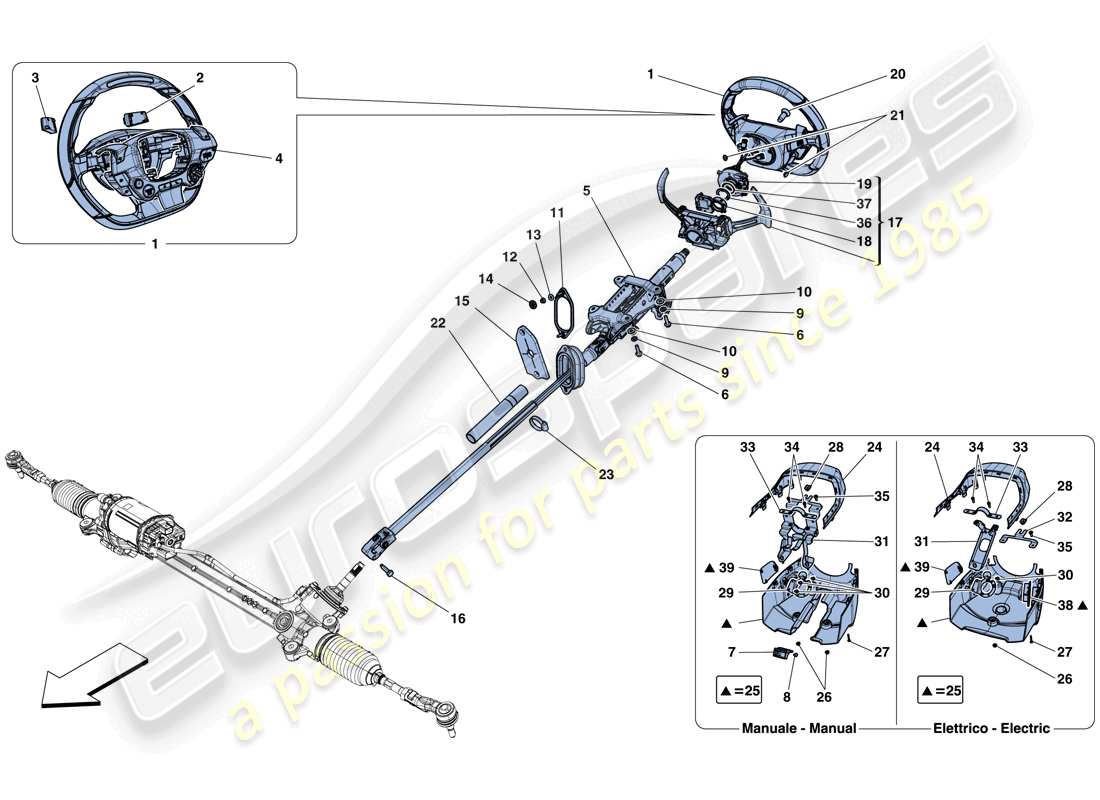 ferrari 812 superfast (europe) steering control part diagram