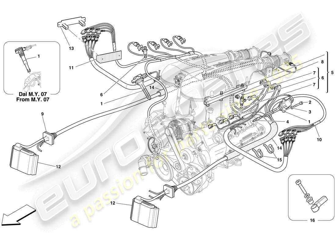 ferrari f430 spider (rhd) injection - ignition system part diagram