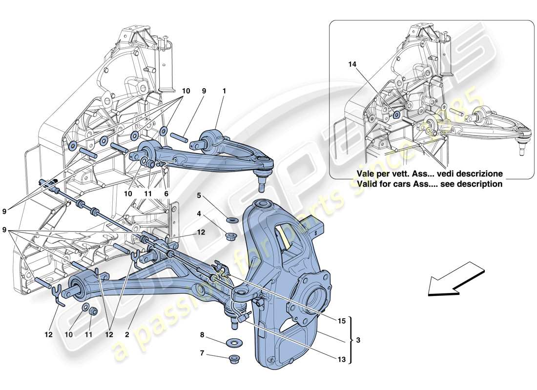 ferrari 458 italia (rhd) front suspension - arms parts diagram