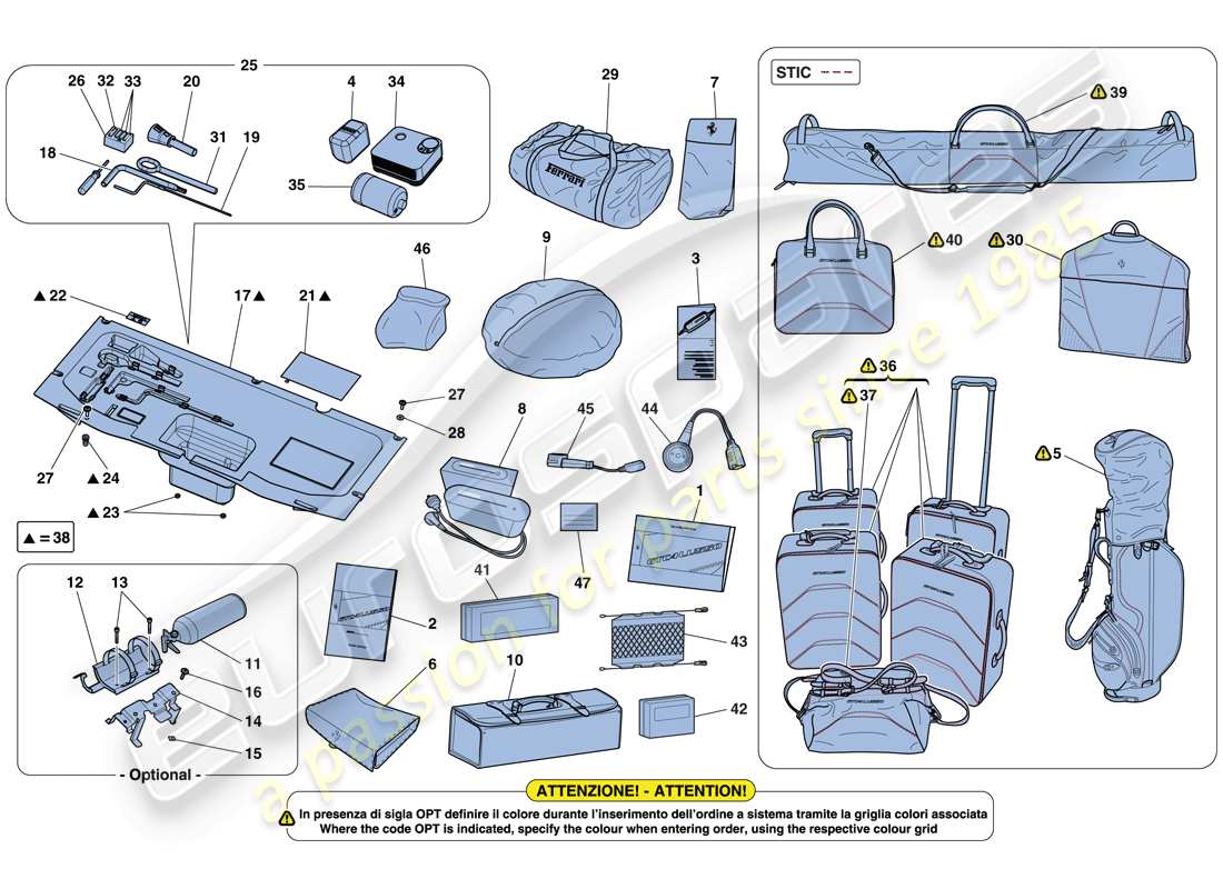 ferrari gtc4 lusso (europe) tools and accessories provided with vehicle parts diagram