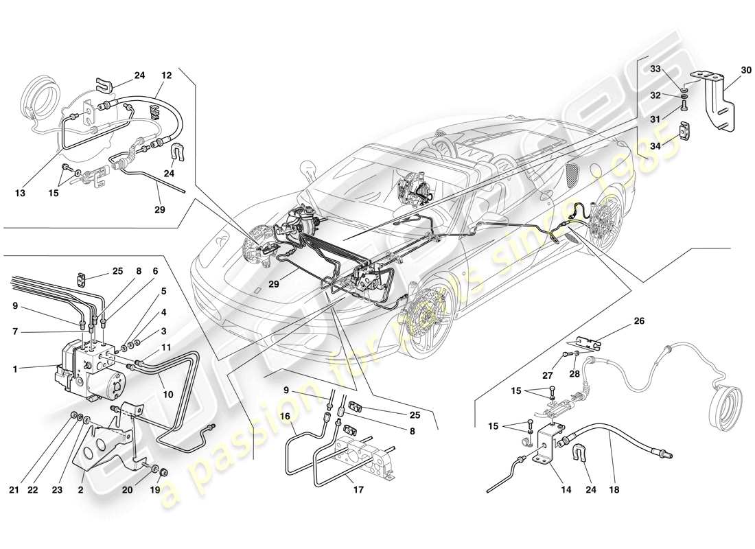 ferrari f430 spider (usa) brake system part diagram