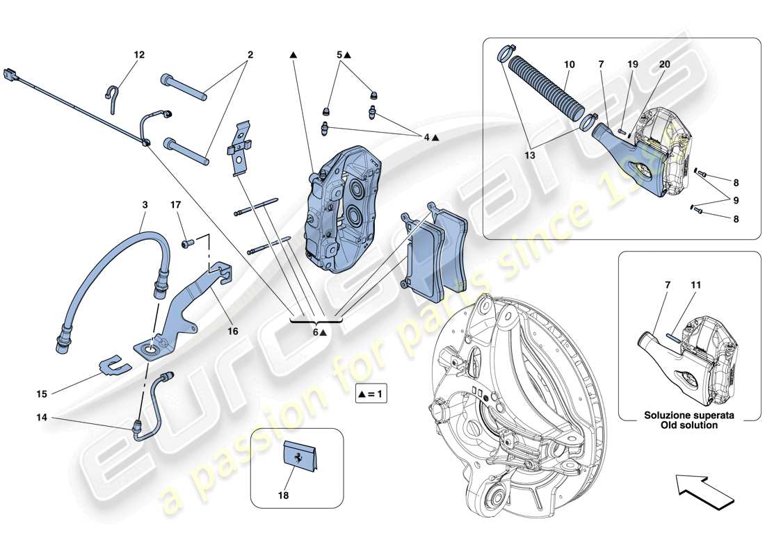 ferrari f12 berlinetta (europe) rear brake callipers part diagram