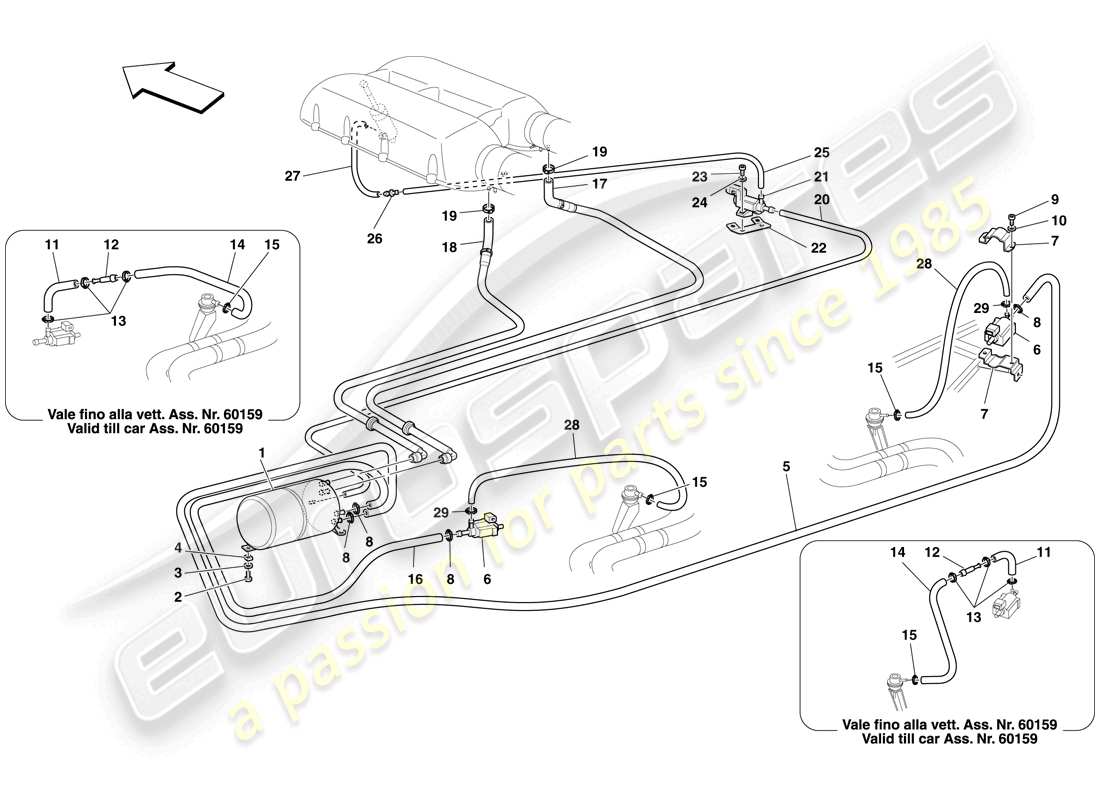 ferrari f430 spider (rhd) pneumatic actuator system part diagram