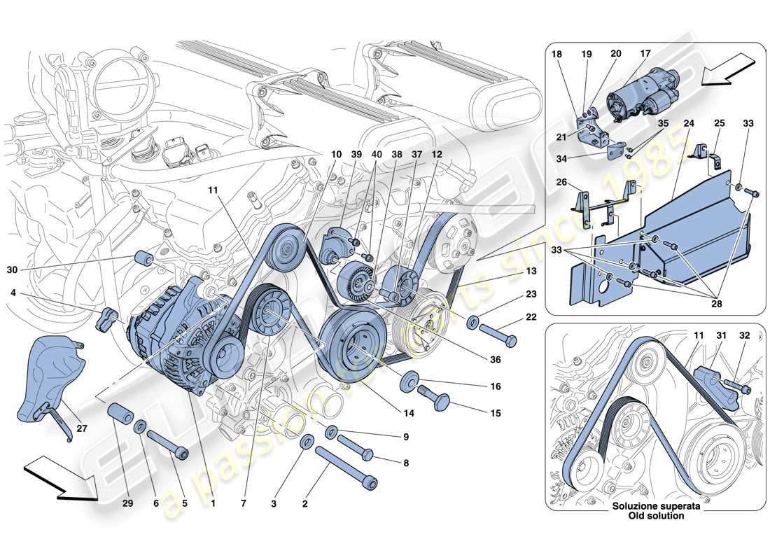 ferrari f12 berlinetta (rhd) alternator - starter motor part diagram