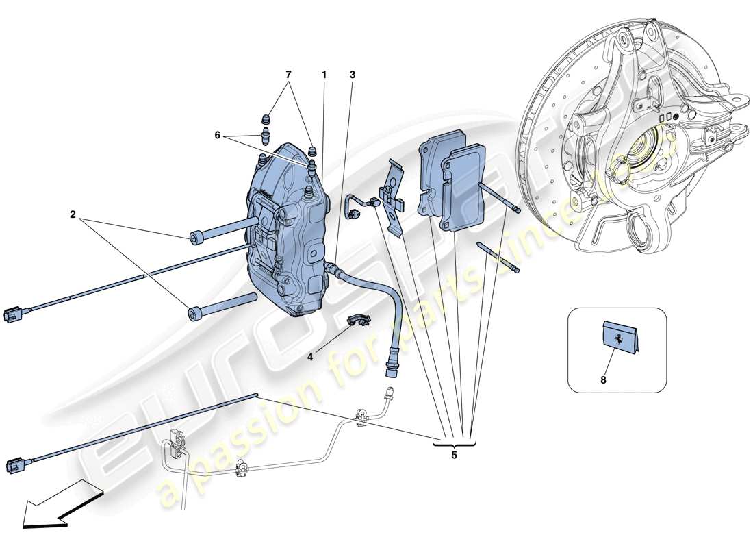 ferrari 458 italia (europe) rear brake callipers part diagram