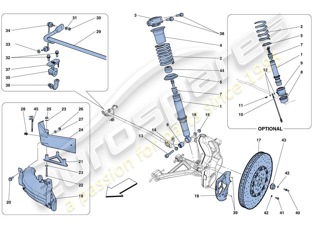 ferrari f12 berlinetta (rhd) front suspension - shock absorber and brake disc part diagram