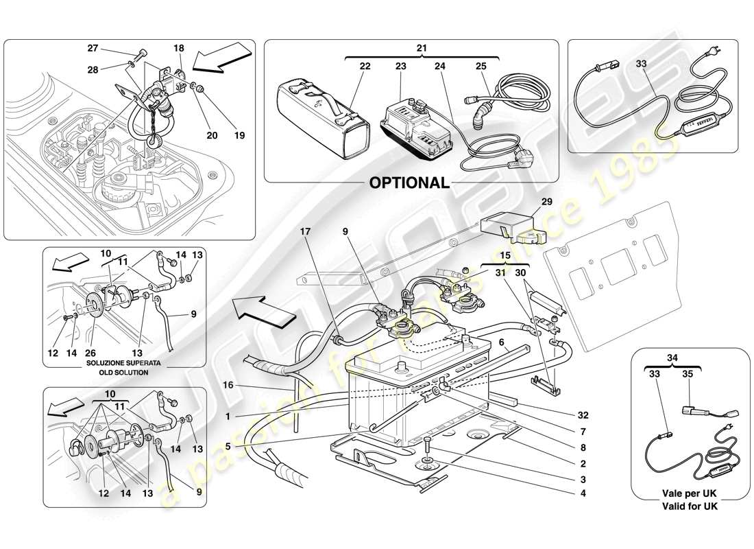 ferrari f430 spider (rhd) battery part diagram