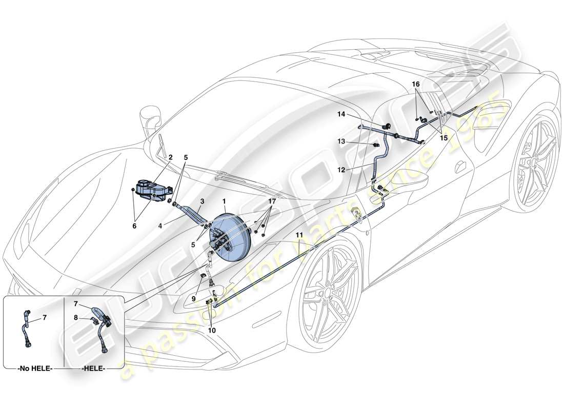 ferrari 488 spider (europe) servo brake system part diagram