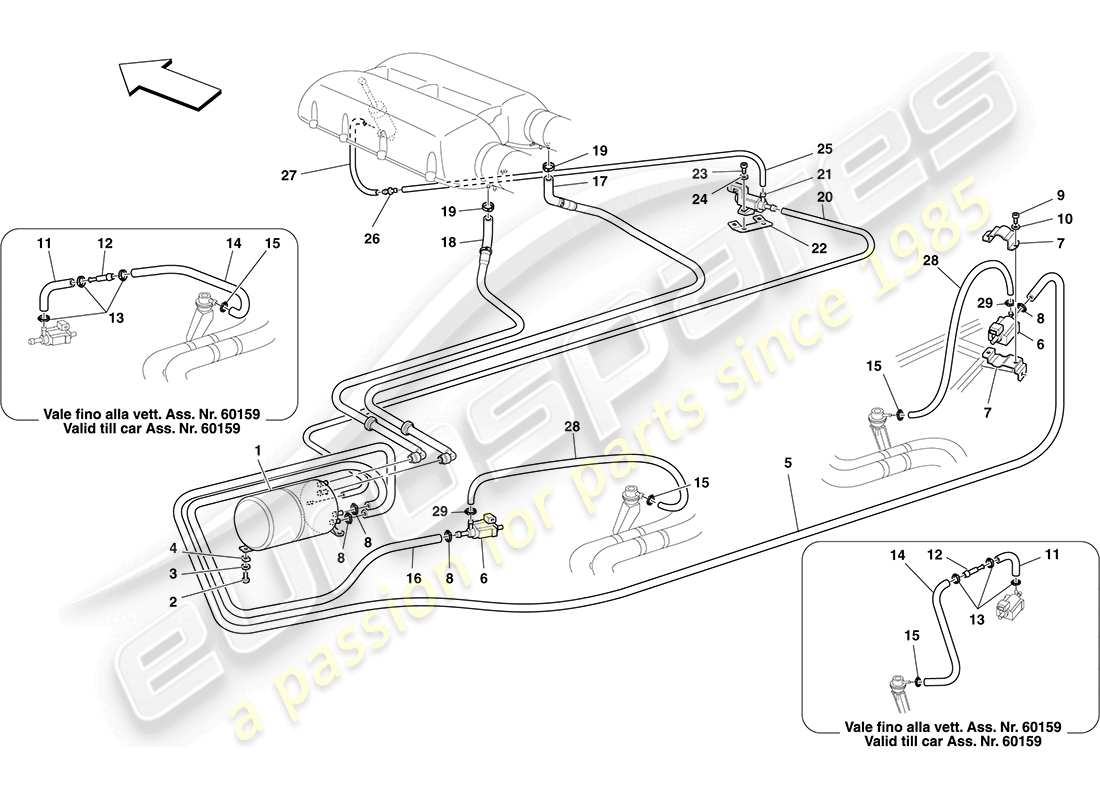 ferrari f430 coupe (rhd) pneumatic actuator system part diagram