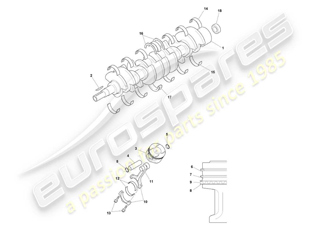 aston martin db7 vantage (2004) crankshaft, pistons & rods part diagram