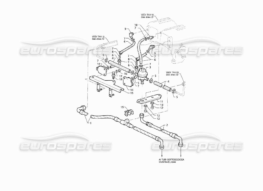 maserati qtp v8 (1998) intake manifold and injection system part diagram