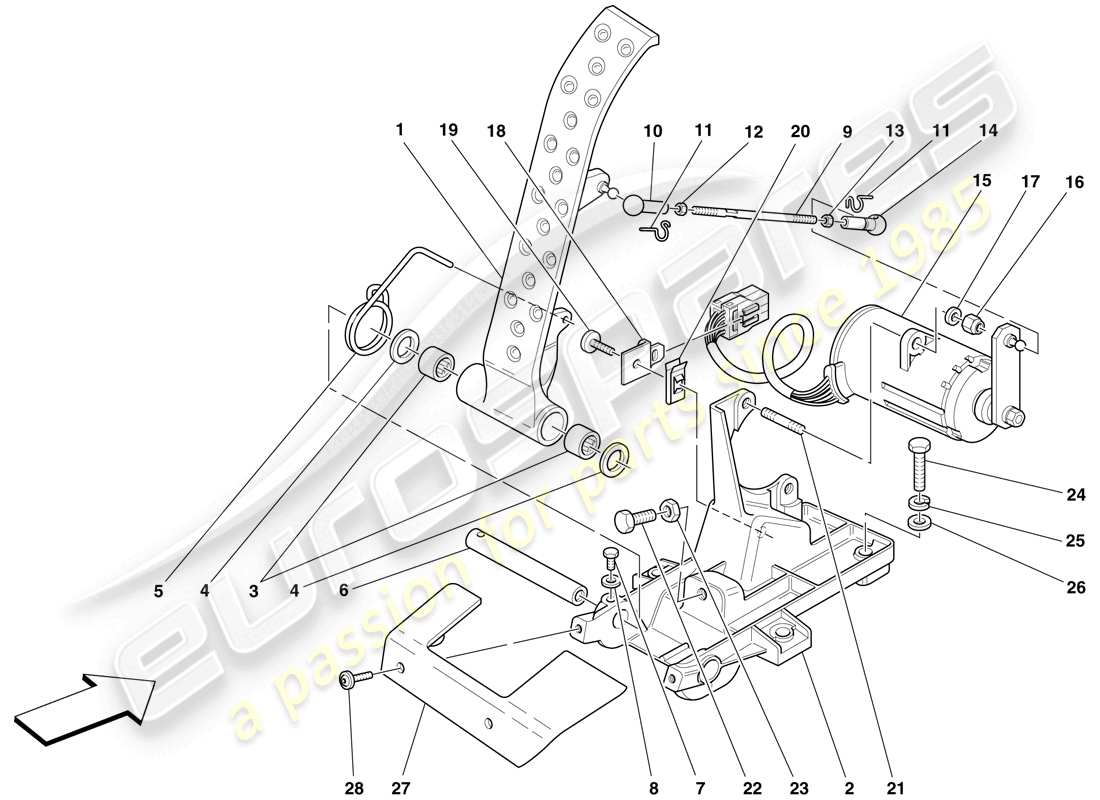 ferrari f430 spider (usa) electronic accelerator pedal part diagram