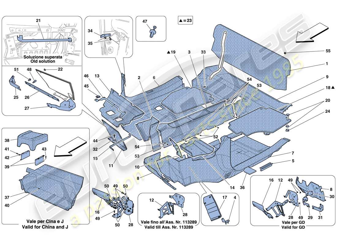 ferrari 458 italia (rhd) passenger compartment mats part diagram