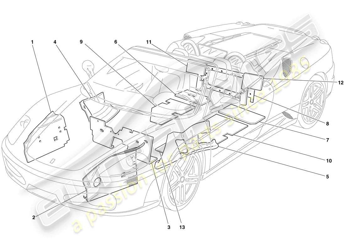 ferrari f430 spider (usa) insulation part diagram