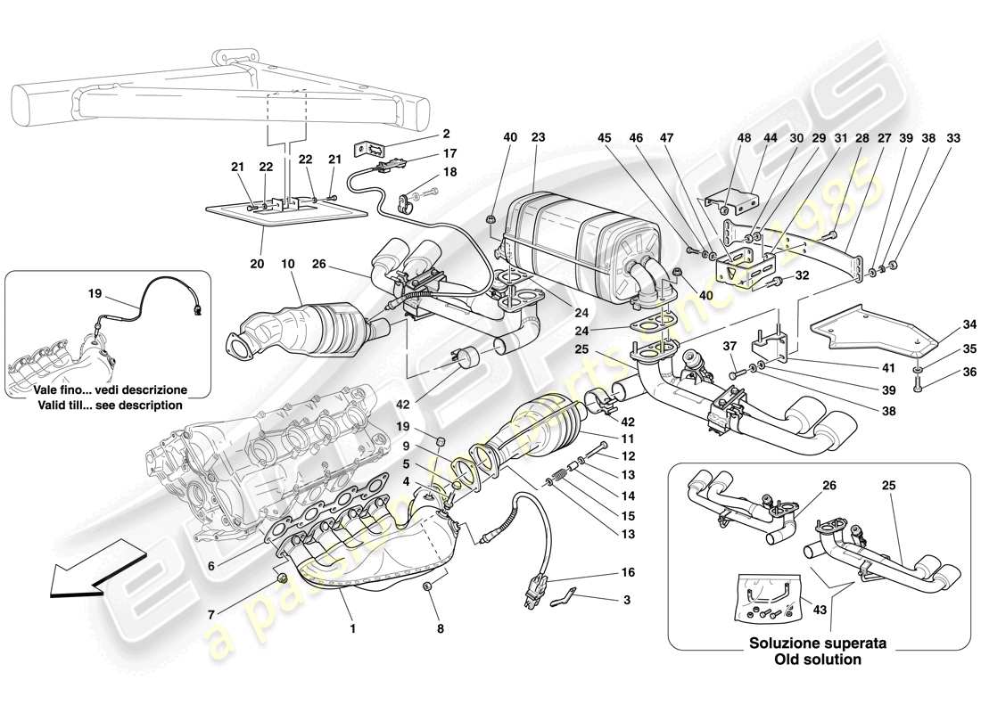 ferrari f430 spider (usa) racing exhaust system part diagram