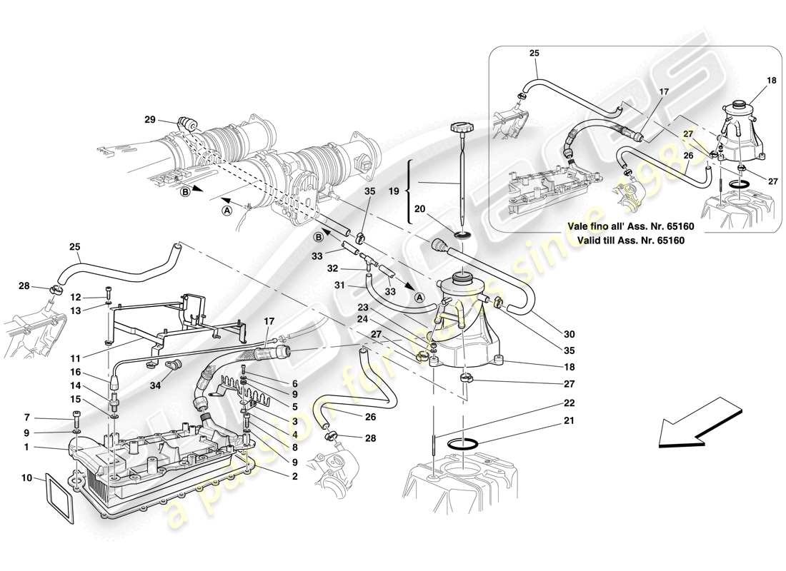 ferrari f430 spider (usa) lubrication system - tank - heat exchanger part diagram