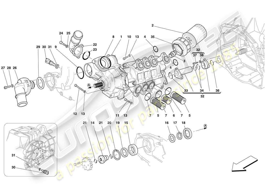 ferrari f430 spider (usa) oil / water pump part diagram