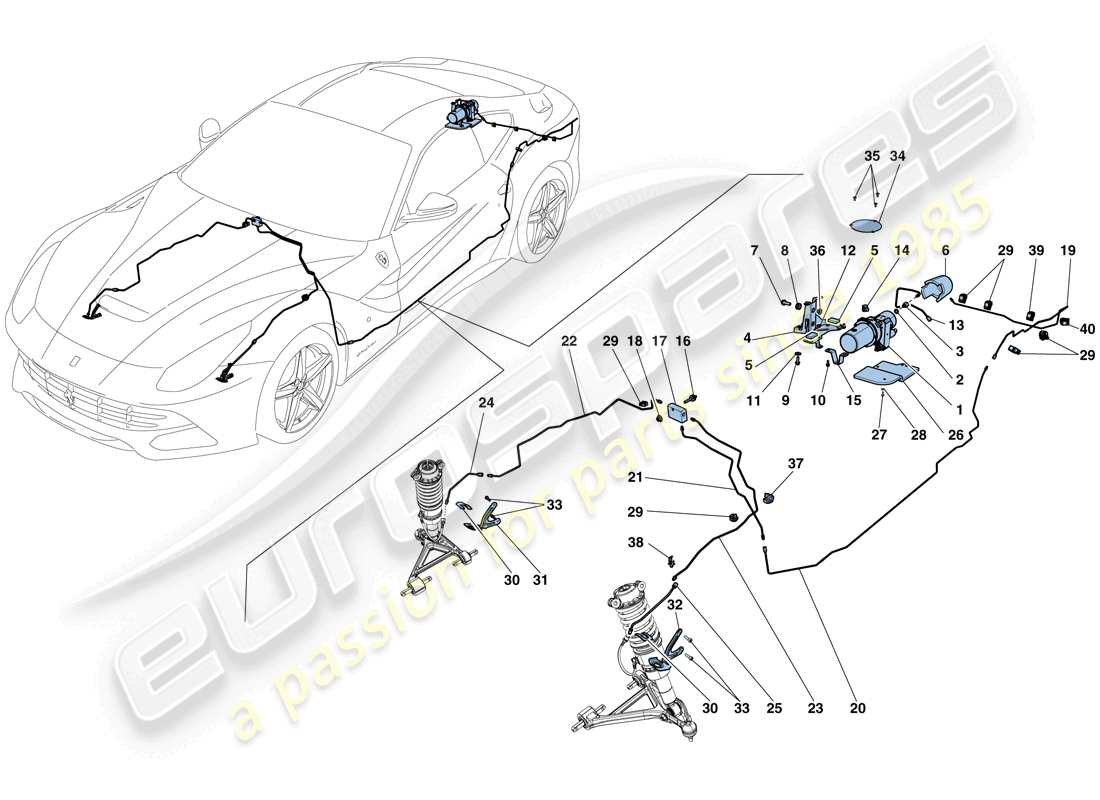 ferrari f12 berlinetta (rhd) vehicle lift system part diagram