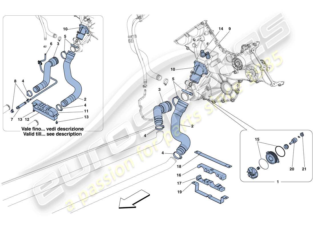 ferrari 458 italia (rhd) cooling - water pump part diagram