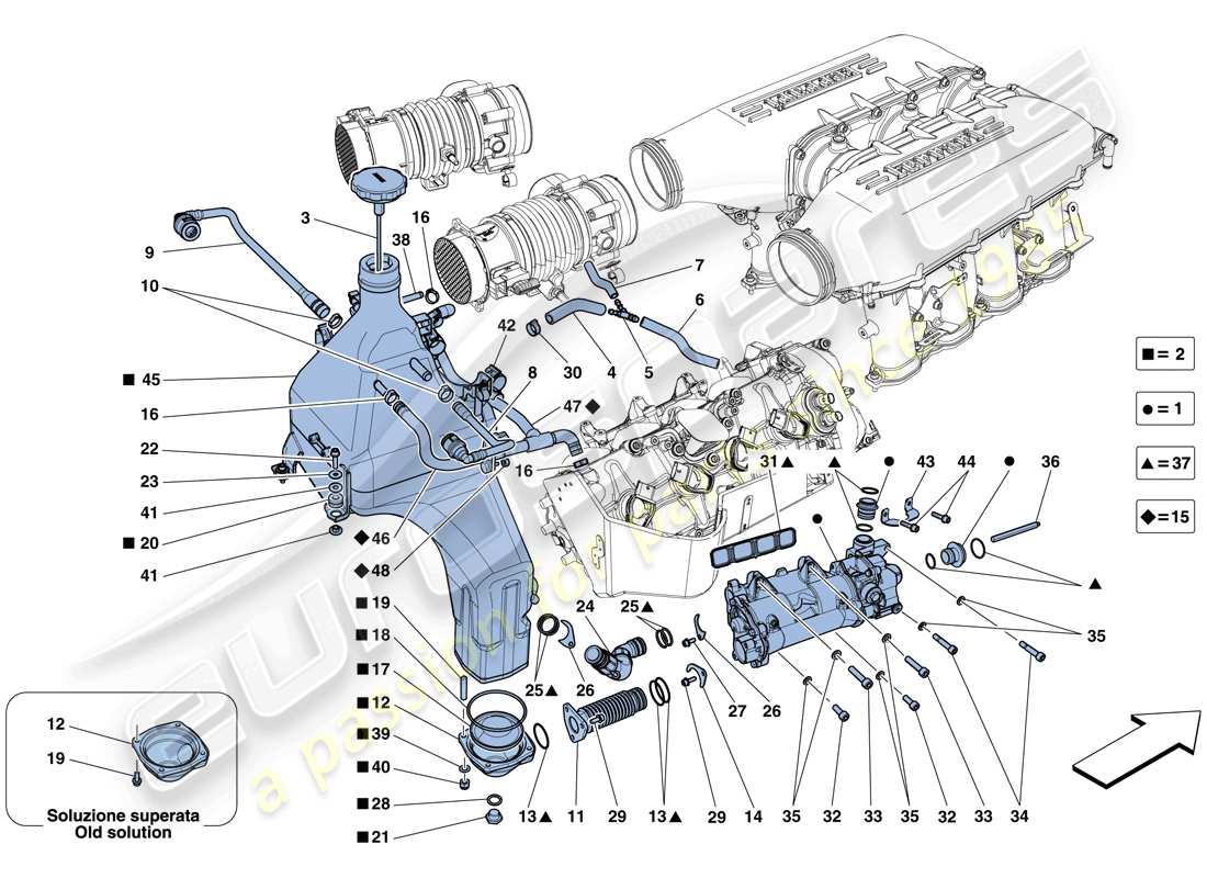 ferrari 458 italia (rhd) lubrication system: tank, pump and filter part diagram