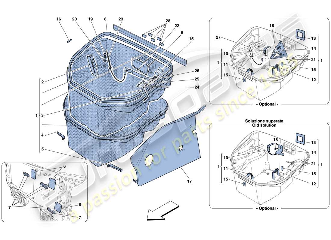 ferrari 458 italia (rhd) front compartment trim part diagram