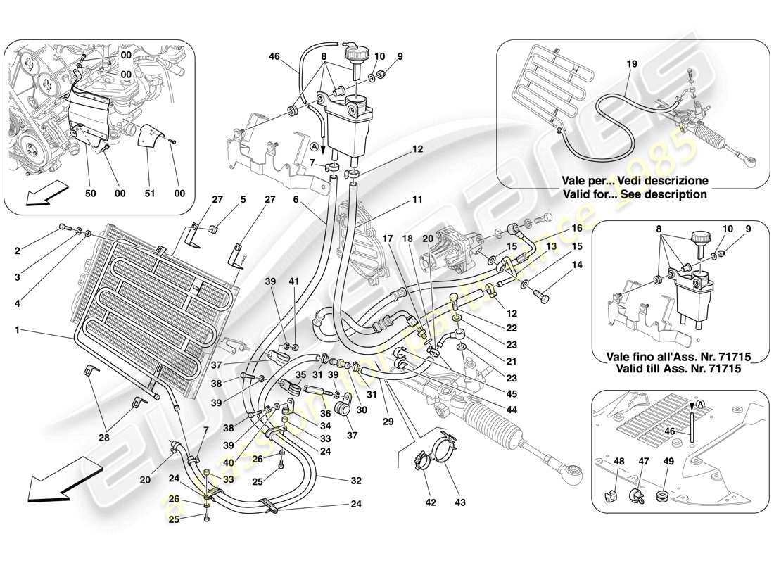 ferrari 612 sessanta (europe) hydraulic fluid reservoir for power steering system and coil part diagram