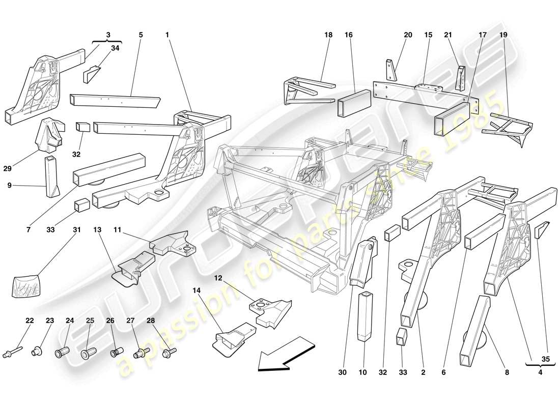 ferrari f430 spider (usa) chassis - rear element subassemblies part diagram