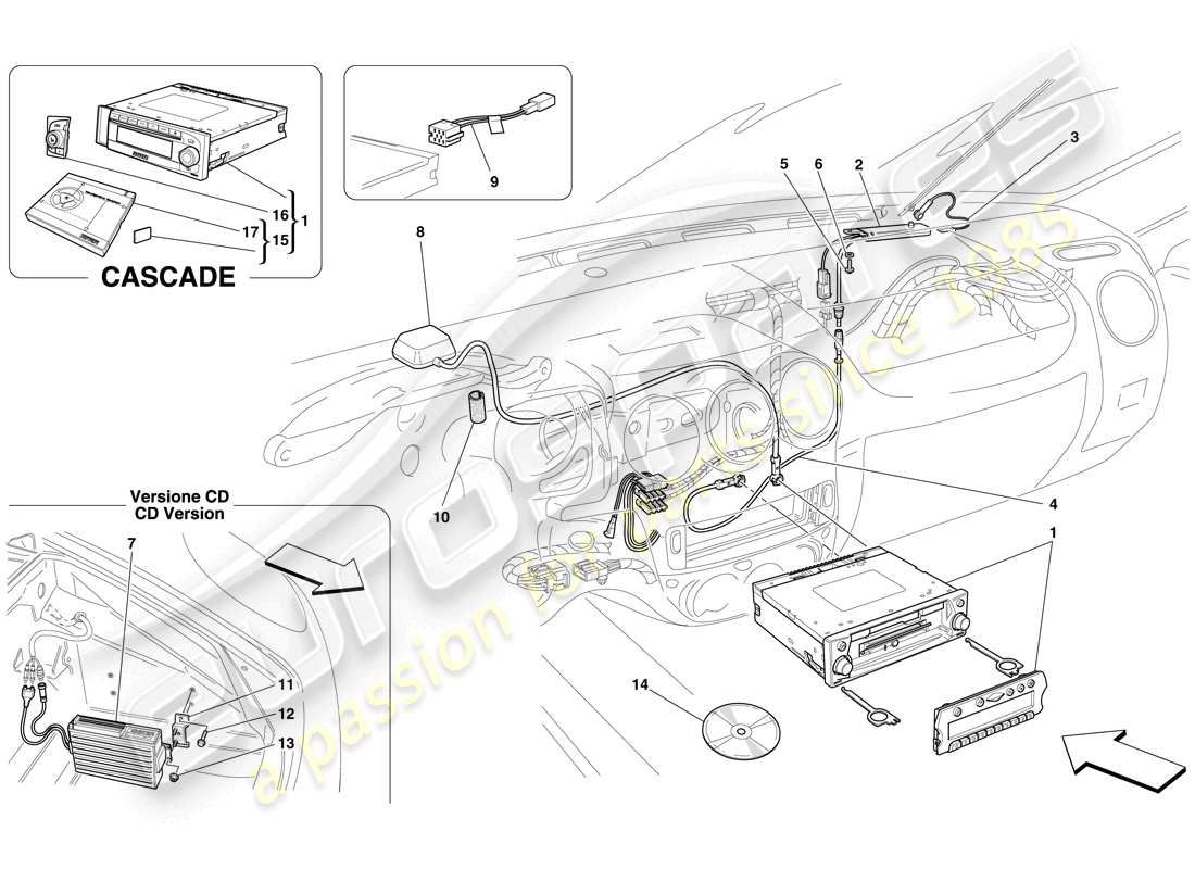 ferrari f430 spider (usa) hi-fi system part diagram