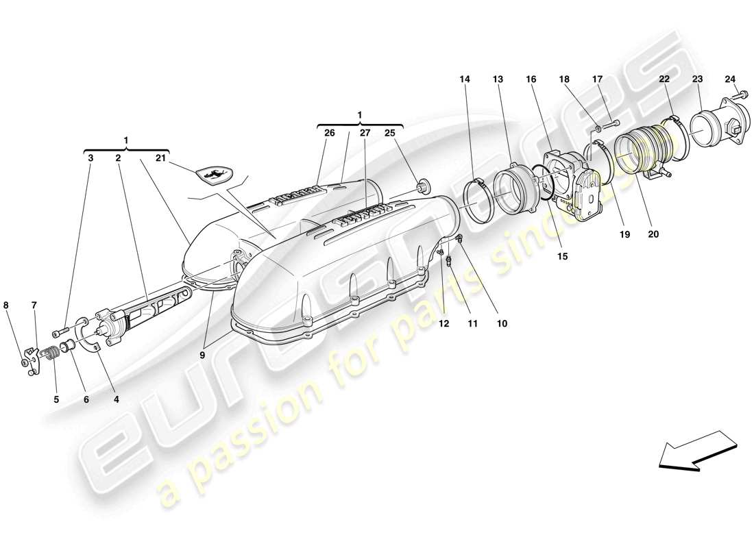 ferrari f430 spider (usa) intake manifold cover part diagram