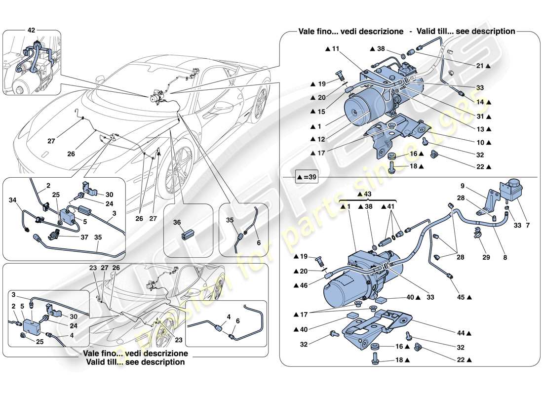 ferrari 458 italia (rhd) vehicle lift system part diagram